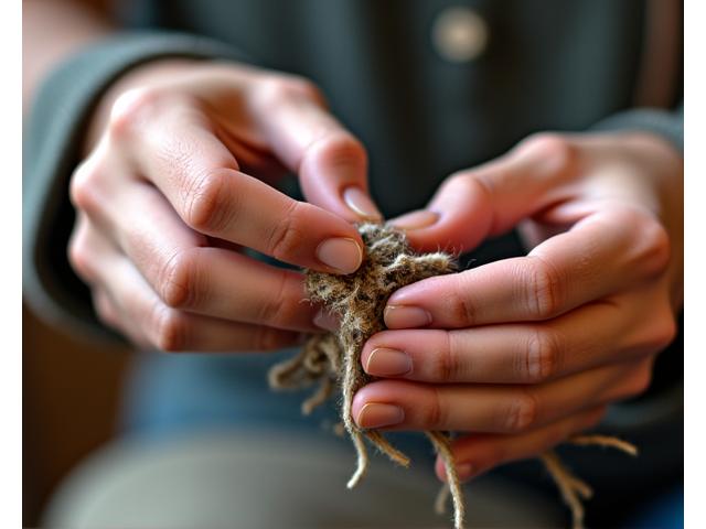 Mains créant un objet artisanal avec des matériaux naturels